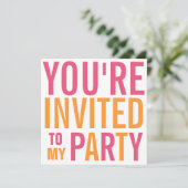 Roze en Oranje Tween Partij Kaart (Staand voorkant)