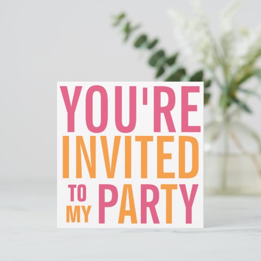 Roze en Oranje Tween Partij Kaart (Staand voorkant)