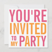 Roze en Oranje Tween Partij Kaart (Voorkant)