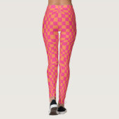 Roze en Oranje Twisted Checkerboard-Leggings Leggings (Achterkant)