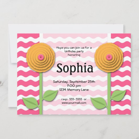 Roze en Oranje uitnodiging (Voorkant)