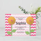 Roze en Oranje uitnodiging (Staand voorkant)