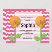 Roze en Oranje uitnodiging (Voorkant / Achterkant)