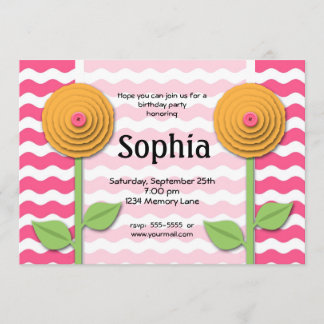 Roze en Oranje uitnodiging