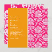 Roze en Oranje uitnodiging tot huwelijk (Voorkant / Achterkant)