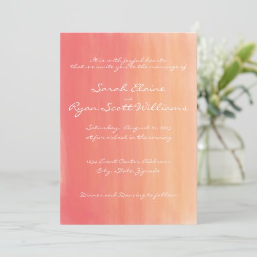 Roze en Oranje uitnodiging tot weddenschappen (Staand voorkant)