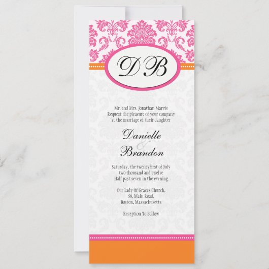 Roze en Oranje uitnodiging tot weddenschappen (Voorkant)