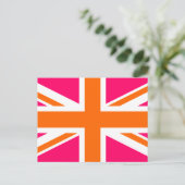 Roze en oranje Union Jack Briefkaart (Staand voorkant)