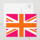 Roze en oranje Union Jack Briefkaart (Voorkant / Achterkant)
