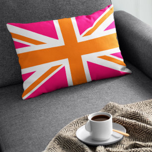 Roze en oranje Union Jack Kussen