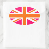 Roze en oranje Union Jack Ovale Sticker (Tas)