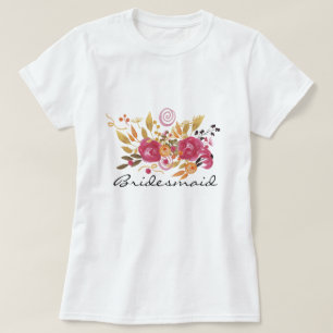 Roze en Oranje ventilator Bouquet Bridesmaid T-shirt