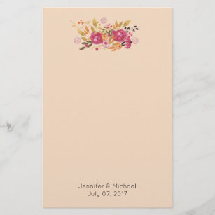 Roze en Oranje ventilator Bouquet op Perzikachterg Briefpapier