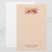 Roze en Oranje ventilator Bouquet op Perzikachterg Briefpapier (Voorkant / Achterkant)