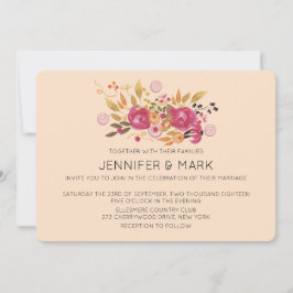 Roze en Oranje ventilator Bouquet op Perzikachterg Kaart