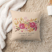 Roze en Oranje ventilator Bouquet op Perzikachterg Kussen (Deken)