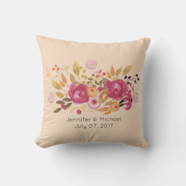 Roze en Oranje ventilator Bouquet op Perzikachterg Kussen