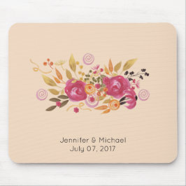 Roze en Oranje ventilator Bouquet op Perzikachterg Muismat