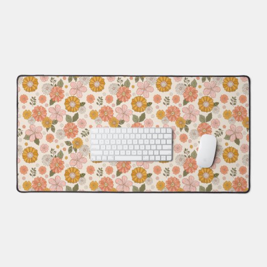 Roze en Oranje ventilatorpatroon Bureaumat (Keyboard & Muis)