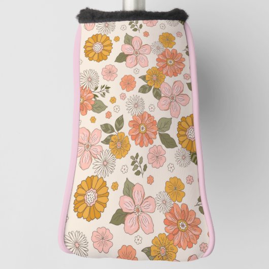 Roze en Oranje ventilatorpatroon Golfheadcover (Draai 90)