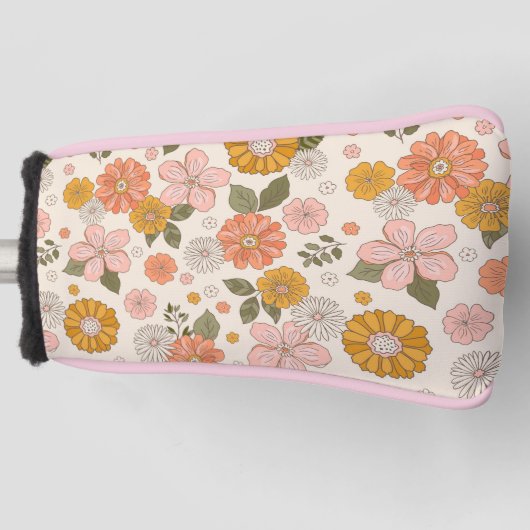 Roze en Oranje ventilatorpatroon Golfheadcover (Voorkant)