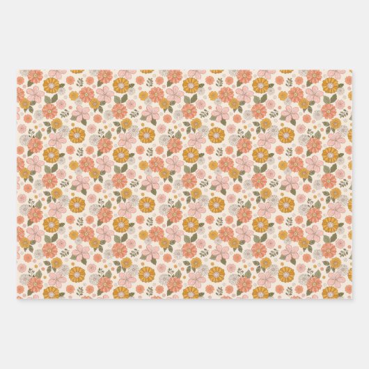 Roze en Oranje ventilatorpatroon Inpakpapier Vel (Voorkant)