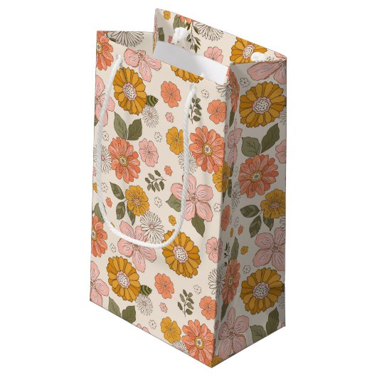 Roze en Oranje ventilatorpatroon Klein Cadeauzakje (Achterkant Gekanteld)