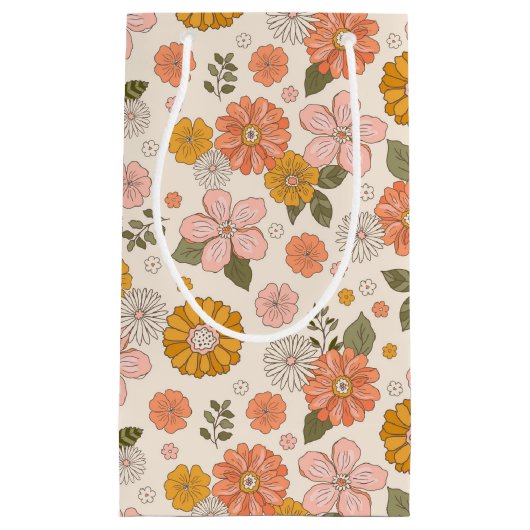 Roze en Oranje ventilatorpatroon Klein Cadeauzakje (Voorkant)