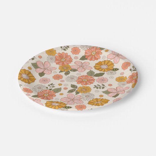 Roze en Oranje ventilatorpatroon Papieren Bordje (Gekanteld)