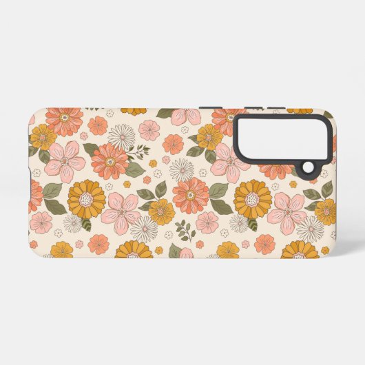 Roze en Oranje ventilatorpatroon Samsung Galaxy Hoesje (Achterkant horizontaal)