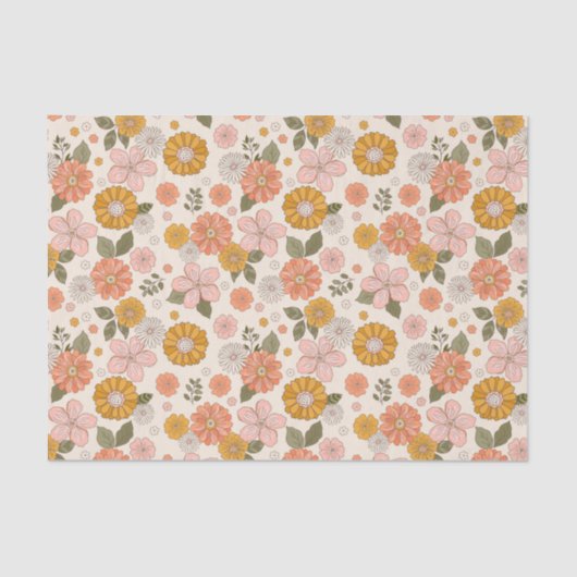 Roze en Oranje ventilatorpatroon Tissuepapier (Voorkant)