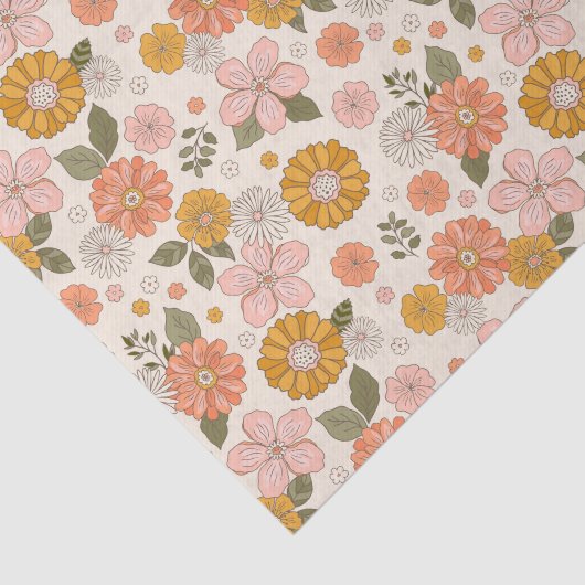 Roze en Oranje ventilatorpatroon Tissuepapier (Detail)