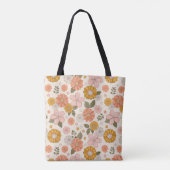 Roze en Oranje ventilatorpatroon Tote Bag (Achterkant)