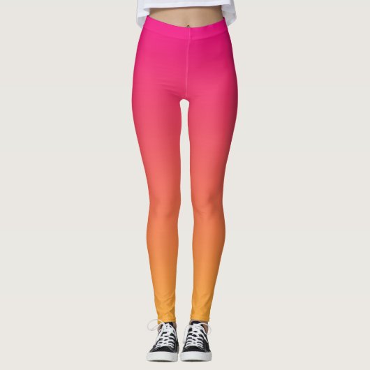 Roze en oranje verloop leggings (Voorkant)