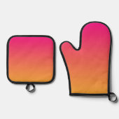 Roze en oranje verloop ovenwant & pannenlap set (Voorkant)
