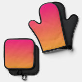 Roze en oranje verloop ovenwant & pannenlap set (Voorkant / Achterkant)
