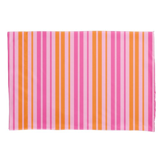 Roze en oranje verticale strepen ontwerp Kussensloop (Voorkant)