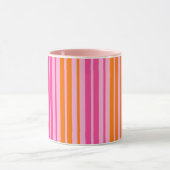 Roze en oranje verticale strepen ontwerp Mok (Midden)