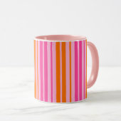 Roze en oranje verticale strepen ontwerp Mok (Voorkant rechts)