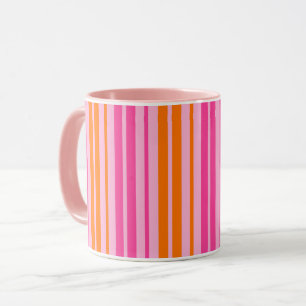 Roze en oranje verticale strepen ontwerp Mok