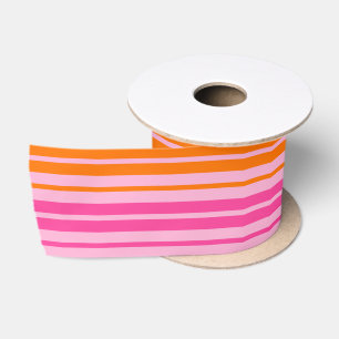  Roze en Oranje Verticale Strepen Ontwerp   Satijnen Lint
