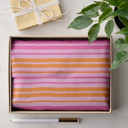 Roze en Oranje Verticale Strepen Ontwerp Tissuepapier (Geschenk)