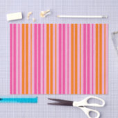 Roze en Oranje Verticale Strepen Ontwerp Tissuepapier (Craft)