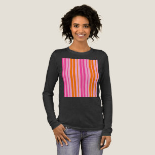 Roze en oranje verticale strepen ontwerp   Tri-Blend Shirt