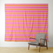 Roze en Oranje Verticale Strepen Ontwerp Wandkleed (In Situ (horizontaal))