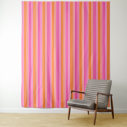 Roze en Oranje Verticale Strepen Ontwerp Wandkleed (In situ)