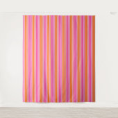 Roze en Oranje Verticale Strepen Ontwerp Wandkleed (Voorkant)