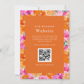 Roze en Oranje | Vibrant Garden | QR-code bruiloft Kaart (Achterkant)