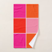 Roze en Oranje vierkanten Bad Handdoek (Handdoek)