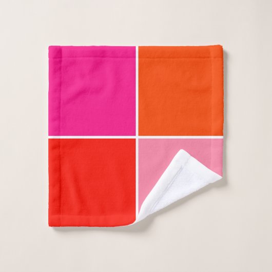 Roze en Oranje vierkanten Bad Handdoek (Wasdoekje)